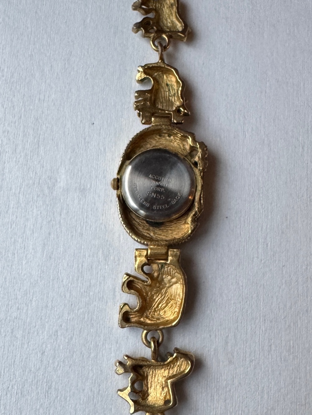 Noah's Arc MOP Ladies Gold Tone Watch Animal Link Band - Picture 5 of 8
